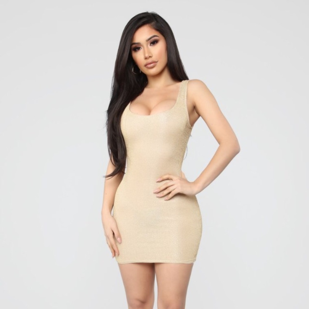 Gold golden glitter shimmer dress sz L